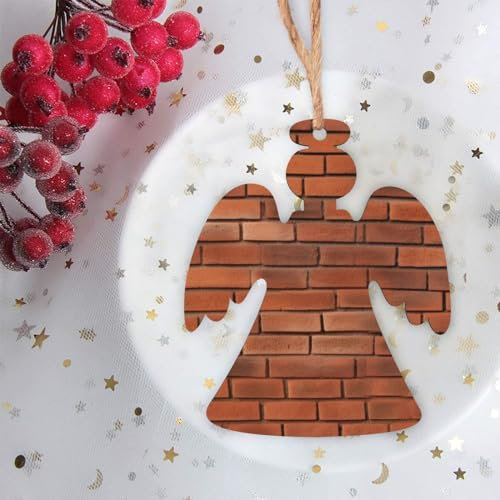 Decorazione natalizia in legno con struttura in mattoni per albero di Natale, ornamento da appendere in legno di Natale, ornamenti da appendere per decorazioni natalizie