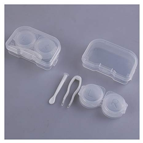 Lens Storage Cases, Contact Lens Cases,Mini Box Container, 1Set Cute Yellow Duck Travel Glasses Plastic Contact Lenses Box Travel Contact Lens Case Eyes Care Kit Holder Container Gift (Color : Ivory)