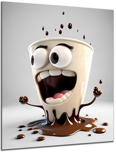 DARO Design - witziges Küchen-Bild auf 6mm HDF 70x50 cm Crazy Schoko-Tasse - Wand-Deko Bilder Lustiges Geschenk