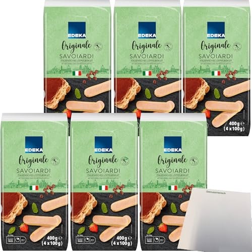 Edeka Löffelbiskuit das Original aus Italien mit Zuckerkruste 6er Pack (6x400g Packung) + usy Block