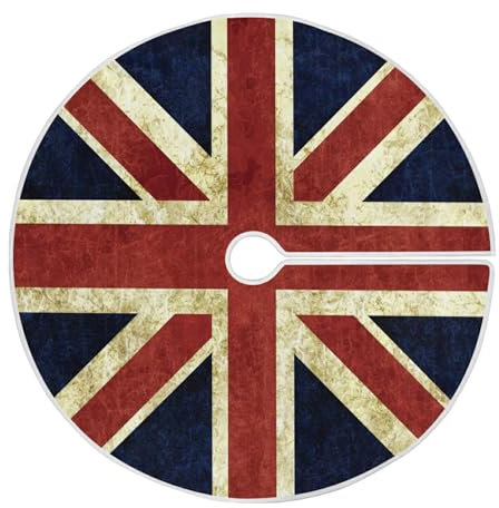 Mnsruu Retro Union Jack Christmas Tree Skirt Decoration for Merry Christmas Party Decorations Holiday Xmas 35.4 Inches