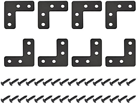 DTGN 40x40mm(LxW) L Shape Repair Plates -12Pack- Good for Wood Furniture Maintenance - Iron Corner Brackets W/Screws - Black