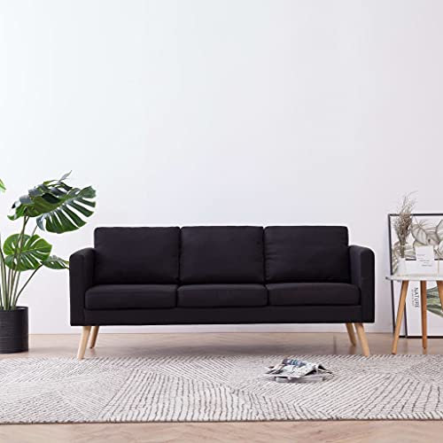 Camerina 3-Sitzer-Sofa Stoff Schwarz Sofa Gartensofa Lounge Set Outdoor Mikrofasergewebe Bodensofa Mit Schlaffunktion