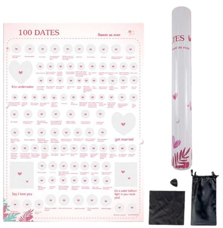 100 Dates-Ideen zum Rubbeln für Paare, Pink zum Rubbeln, zum Rubbeln, Abenteuer, für Paare, To-Do-Liste, zum Rubbeln, Poster zum Rubbeln, für Spieleabende für Paare, Ideen zum (Pink, One Size)