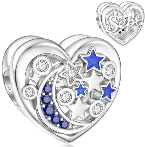 September Charm für Pandora Charm Mondstern Herz Geburtsstein