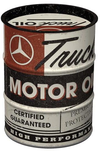 Nostalgic-Art Retro Spardose, 600 ml, Daimler Truck – Motor Oil – Geschenk-Idee für Trucker, Original Lizenzprodukt (OLP), Sparschwein aus Metall, Vintage Blech-Sparbüchse