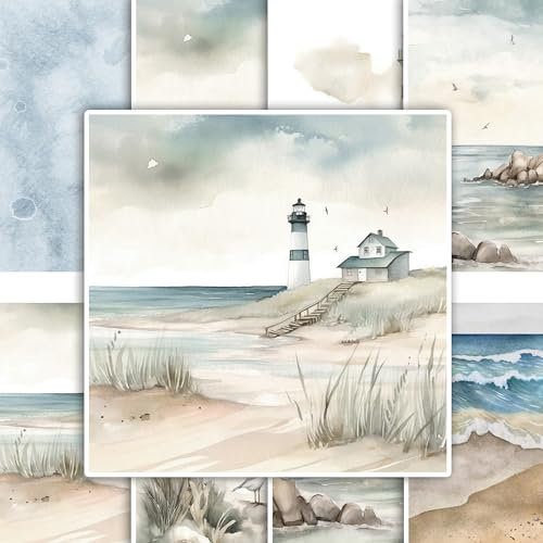 GRAZDesign Fliesenaufkleber Bad & Küche, maritim Leuchtturm Watercolor, Klebefliesen selbstklebend (Leuchtturm, 20x20cm - Muster)