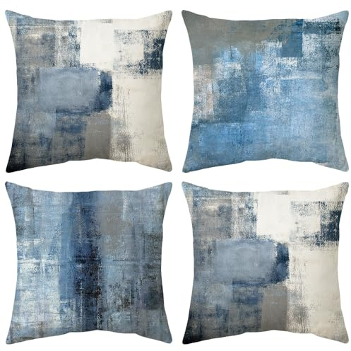 Kissenbezüge 45x45 cm Boho Dekokissen Weich Throw Pillow Cover, 4er Set | Bohemien Abstrakte Kunst kissenhüllen für Wohnzimmer Sofa Couch Schlafzimmer Outdoor Garten Möbel Dekor grün blau rot