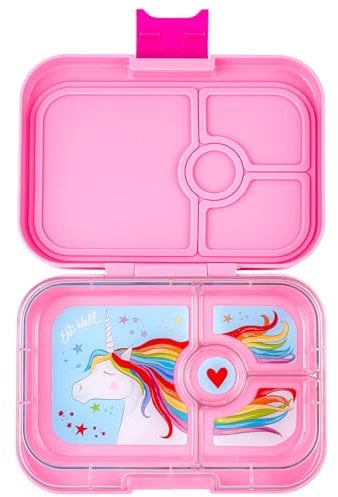 Yumbox® Panino - Lonchera Bento a prueba de fugas, 4 compartimentos para niños y adultos; perfecta para almuerzo empaquetado en sándwich, compacta de 8.5 x 6 x 1.8 pulgadas, porciones saludables (rosa