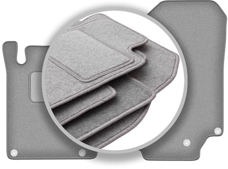 Velours-Fußmatten passend für Mercedes SL R129 1989-2001, Grau, OSLO | passend für 500 sl; Velours-Teppich (Polypropylen), ca. 6,5 mm; rutschfest, vormontierte Befestigungen (Typ NAP16)