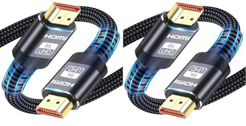 8K HDMI Cable 2.1, Available in HDMI Cables 0.5M/1M/2M/3M/5M Lengths for Selection,Ultra HD Cable High-Speed Lead 48Gbps, HDMI Cables (8K@60Hz /4K@120Hz) Supports Dynamic HDR, eARC, Dolby Atmos