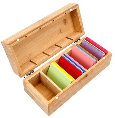 Dadabig Porta Carte in Legno per Indice, 22,5 * 9,5 * 8 cm Scatola per Schede di Apprendimento per 800 Schede A8 Adatta per casa, ufficio, schede,