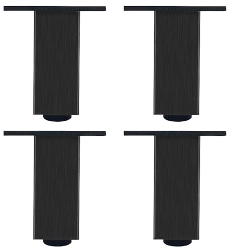 SZLXJMFL Noir, Lot de 4 Pieds de Meubles Pied de Table Ronds Réglable, Aluminum Alloy 6-60cm Socles Pieds Meuble Cuisine TV Commode Pieds pour Meuble de Salle de Bain Vis Inclus-6cm/2.4