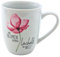 Dekohelden24 Kaffeebecher/Tasse aus Porzellan, Motiv: Blüte, Wo Blumen blühen, lächelt die Welt, Größe H/Ø: 10 x 8 cm, Fassungsvermögen 250 ml, Spülmaschinengeeignet.