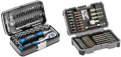 Högert Technik - Werkzeugset I Steckschlüssel, Bits und Ausstattung 1/4” & Bosch Professional 43tlg. Schrauber Bit Set Extra Hart