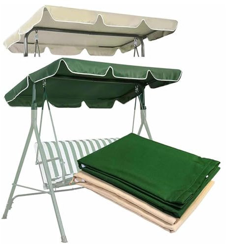 Garden Swing Canopy Replacement Waterproof Swing Chair Canopy Replacement Suit for 2 3 Seater Swing Seat Canopy Replacement Hammock Sun Shade Canopy Cover Top for Garden,Green,190x120x15cm