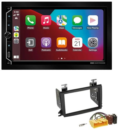 ESX VMX700DAB 2-DIN Autoradio kompatibel mit Wireless Apple CarPlay Android Auto Bluetooth DAB+ passend für Mazda MPV II 2000-2006 schwarz
