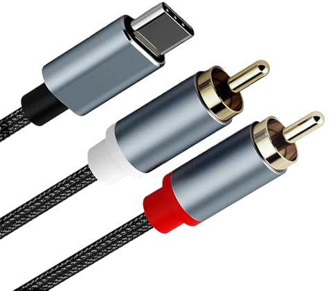 USB C to RCA Audio Cable,USB Type C to 2 RCA Splitter Nylon Cable for Superior Sound,RCA to 3.5mm,Compatible with Samsung,Xiaomi,LG Pixel Tablets,Huawei,Amplifier Speaker Car Audio