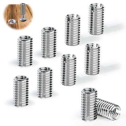 10 Stück Gewindeeinsatz,M10 auf M8 Edelstahlmesser Gewindemuttern,Einschraubmuffen Gewindebuchse,Gewindebolzen mit Innengewinde M8 X 1,25 und Außengewinde M10 X 1,5für Möbelprojekte