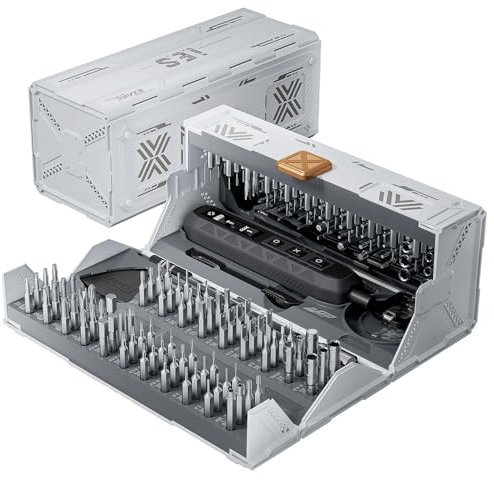 EZARC Cacciavite elettrico, 181 in 1, set di cacciaviti meccanici di precisione, 162 punte magnetiche CR-V, coppia a 3 marce, mini cacciavite a batteria ricaricabile per cellulare, orologio, bianco