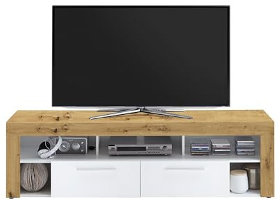 möbelando TV-Schrank >VIBIO 2< in Artisan Eiche Dekor-weiß - 180x52,8x41,3cm (BxHxT)