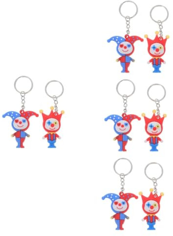 ibasenice 8 STK Clown-Puppen-Schlüsselanhänger Zirkus Schlüsselanhänger Geldbörse-Schlüsselanhänger Clown Schlüsselanhänger Cartoon Schlüsselanhänger Clown-Anhänger Clown-Figur PVC