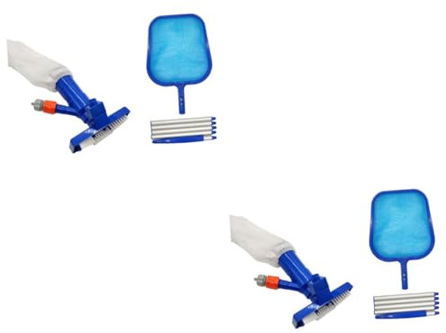 YARNOW 2 Juegos Kit De Limpieza De Piscina Aspiradoras De Mano Red De Piscina Aspirar Vacío De Estanque Limpiafondos Portátil Herramientas De Limpieza Balneario De Vacío Poste De Aluminio