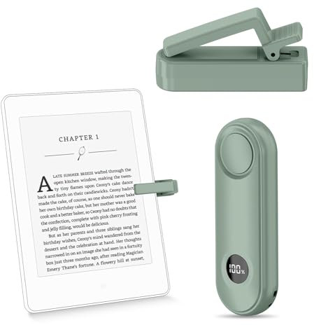 Remote Control Page Turner for Kindle Paperwhite Oasis Kobo eReader, Page Turner Clicker for iPad Tablets Reading Novels with LCD Power Display, Agave Green