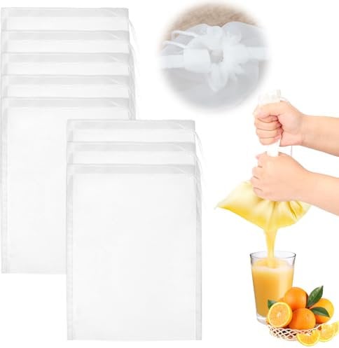 8 Stück Passiertuch 20 × 30 cm Nussmilchbeutel Bio Waschbar Käsetuch Nylon Cheesecloth Abseihtuch Seihtuch Passiertücher Wiederverwendbar Filtertuch mit Kordelzug Feingewebt Filterbeutel Siebbeutel