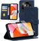 HuiYouMY Funda Tapa Libro Movil Carcasa PU Cuero con Cristal Templado Protectora Capa para ZTE Nubia Focus Pro Fundas Carcasa [Ranura Tarjeta][Función Soporte] Funda de Móvil Cristal antirotura Navy
