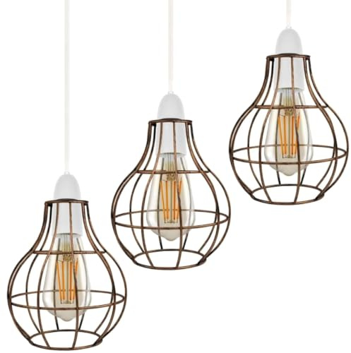 3 Pack Brushed Copper Ceiling Light Shade Metal Light Shade Modern Designer Pendant Lamp Shade Black lampshades for Ceiling Lights, Bedside Lamps Bedroom, Living Room, Kitchen, Hallway
