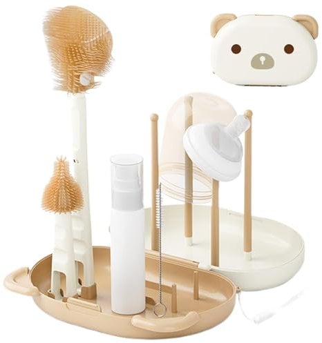 4 in 1 silicone bottle brush set | portable safe narrow cup washing tool for lovers families | baby bottle cleaning brush | detail cleaner | baby feeding bottle | soft bristle baby bottle