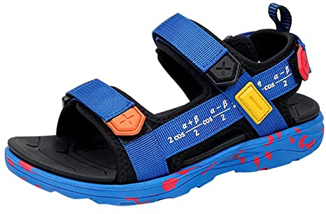 Sandales pour enfant garçon - Sandales de trekking - Larges pieds nus - Fermeture - Sandales de trekking décontractées - Pieds nus - Pour garçon - Été - Confortable - Amples - Pour l'extérieur - Plage