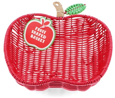 Geflochtener Obstkorb - Apfel - 24 x 21,5 x 6,5 cm, Kunststoff rot