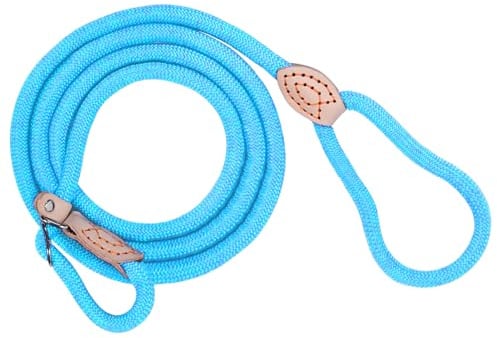 Retrieverleine mit Zugstopp, 180 cm Hundeleine mit Halsband | Witterungsbeständig Leine Hund Einstellbar Trainingsleine für Kleine bis Große Hunde, Hellblau