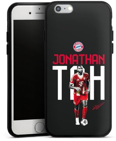 Silikon Hülle kompatibel mit Apple iPhone 6 Case schwarz Handyhülle FC Bayern München Jonathan Tah Offizielles Lizenzprodukt
