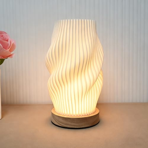 Maimeili 3D-Druck-Schreibtischlampe neuartige Nachttischlampe Nachttischlampe mit dimmbarer Helligkeit modern einfache Heimdekoration für Schlafzimmer Wohnzimmer Weihnachten Geburtstagsfeier