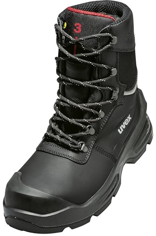 Uvex 3 quatro Safety Boots S3 ESD Winter - Winter Work Shoes Leather Warm Lining Metal-Free Toe Cap Penetration Protection Non-Slip PU Sole Wide Fit - Width 11