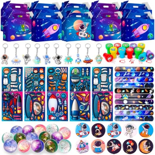Kaxulvoblig Weltraum Party Mitgebsel Geburtstag Kit für 10 Gäste,70pcs Geburstag Weltraum Mitgebsel Set-Serweltraum Geschenktüten etc Weltraum Party Geburtstag