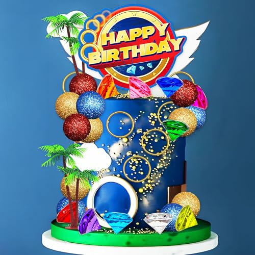 Blue Birthday Cake Topper Geburtstagskuchen Topper Dekoration Cartoon | Blue Birthday Cake Topper Geburtstagskuchen Topper Dekoration Cartoon Männer für Geburtstagsparty Zubehör Leckerlis (Red)