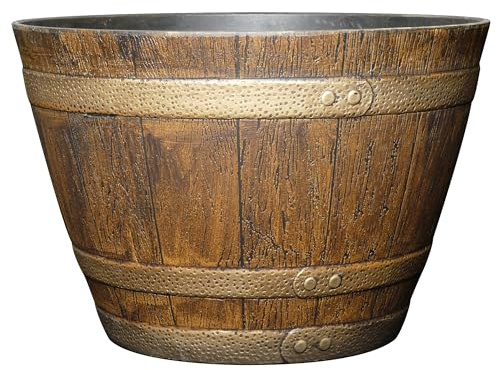 Classic Home and Garden 72 Whiskey Barrel, 15, Distressed Oak