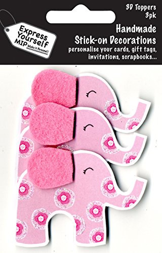 Express Yourself MIP, self adhesive, Pink Elephant Multi Pack Toppers - Ideal for Card Making, Gift Wrapping, Scrapbooking, Papercrafts, Childrens Crafts etc