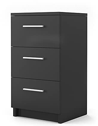 Vicco Nachttisch, Nachtkommode, Schwarz, 38 x 66 cm