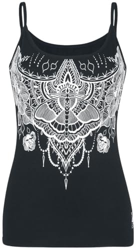 Black Premium by EMP Damen schwarzes Top mit Schmetterling-Print und Spaghettiträgern