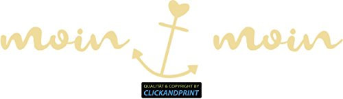 CLICKANDPRINT Aufkleber » moin moin, 10x2,3cm, Creme • Dekoaufkleber/Autoaufkleber/Sticker/Decal/Vinyl