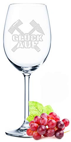 XL Leonardo Weinglas - Glück Auf - Schlägel + Eisen - Geschenk für Bergmänner - schönes Geburtstagsgeschenk für alle Zeche & Bergbau Männer - Erinnerungsgeschenk Zeche Bergbau