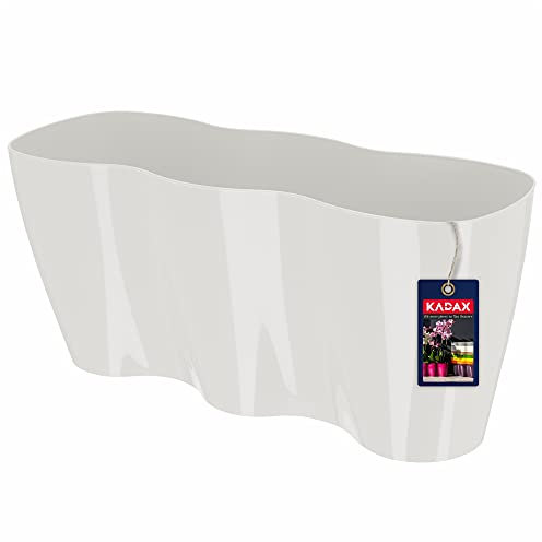 KADAX Blumentopf für Innen, Orchideen, Blumen, Pflanzen, Fensterbank, Übertopf, Orchideentopf, Pflanztopf aus Kunststoff, moderner Pflanzkübel, Blumenkübel, Blumenübertopf (35 x 12 cm, Weiß)