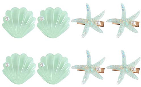 Beaupretty Seestern Haarspangen Muschel Haarnadel Kopfschmuck 8Pcs Shell Haarspangen Kinder Haarspangen Seestern Haar Accessoires Neuheit Haarschmuck für Kinder Hellgrün