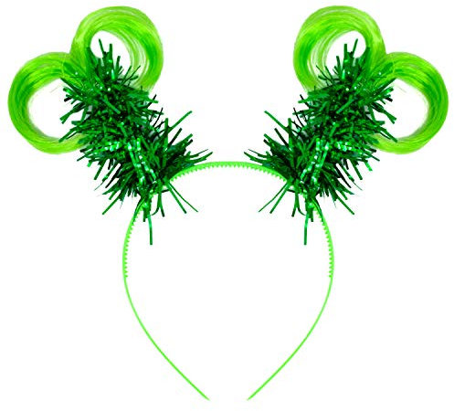 Oblique Unique® Haarreifen mit Haaren und Lametta Haarreif Kostüm Accessoire für JGA Fasching Karneval Motto Party 80er Jahre Party (Grün)