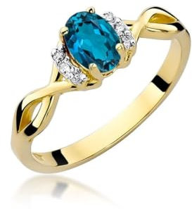 Lumari Gold - Verlobungsring Damen Ring Gold 585 Echtgold 14k Gelbgold mit natürlichem Diamanten Damen Solitär Versprechen Ring Tansanit Edelstein - Ringe Frauen - Brillanten